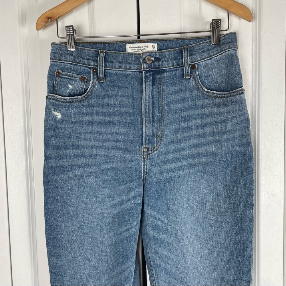 Abercrombie & Fitch 90s Slim Straight Ultra High Rise Jeans Womens 29 | 8 X-Long - Picture 3 of 14
